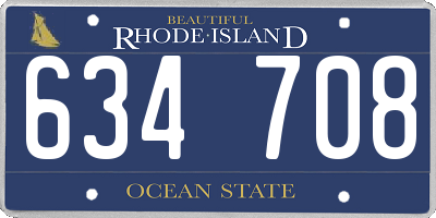RI license plate 634708