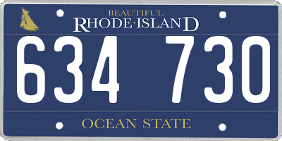 RI license plate 634730