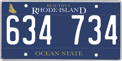 RI license plate 634734