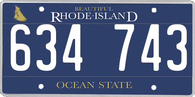 RI license plate 634743
