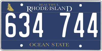 RI license plate 634744
