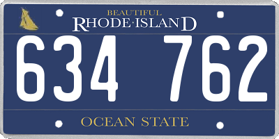 RI license plate 634762