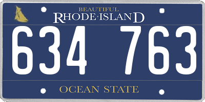 RI license plate 634763