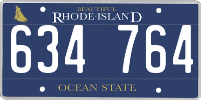 RI license plate 634764