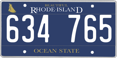RI license plate 634765