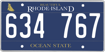 RI license plate 634767