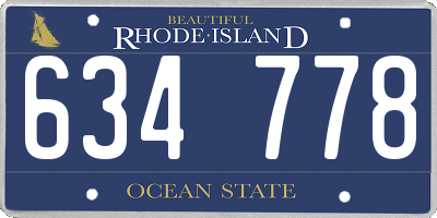 RI license plate 634778