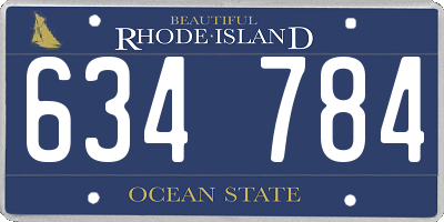 RI license plate 634784