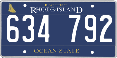 RI license plate 634792