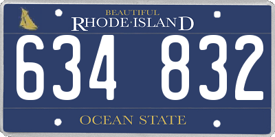 RI license plate 634832