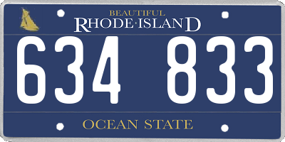 RI license plate 634833