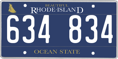 RI license plate 634834