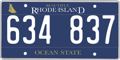 RI license plate 634837