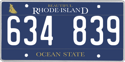 RI license plate 634839