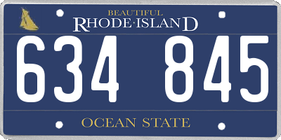 RI license plate 634845
