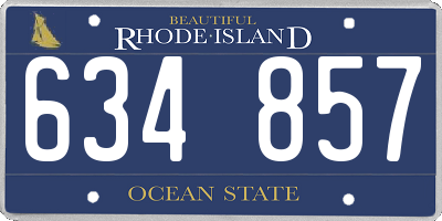 RI license plate 634857