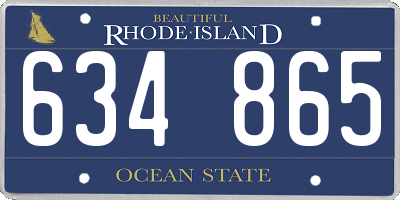 RI license plate 634865