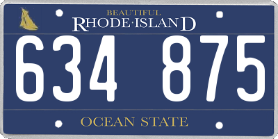 RI license plate 634875