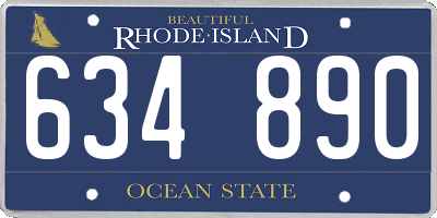 RI license plate 634890