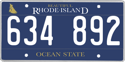 RI license plate 634892