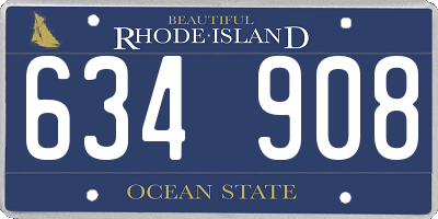 RI license plate 634908