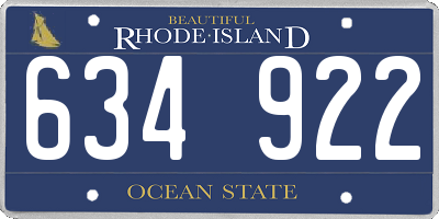RI license plate 634922