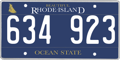 RI license plate 634923
