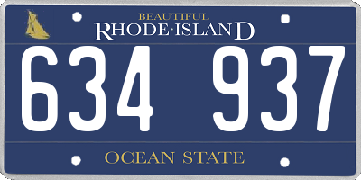 RI license plate 634937