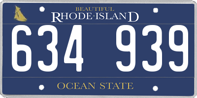 RI license plate 634939