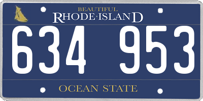 RI license plate 634953