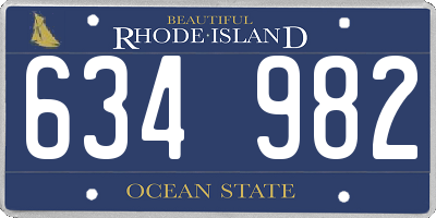 RI license plate 634982