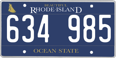 RI license plate 634985