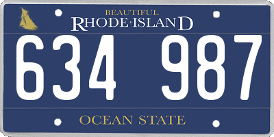 RI license plate 634987