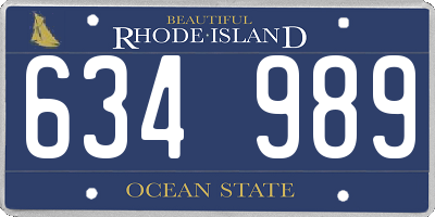 RI license plate 634989