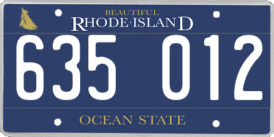 RI license plate 635012