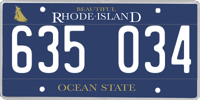 RI license plate 635034