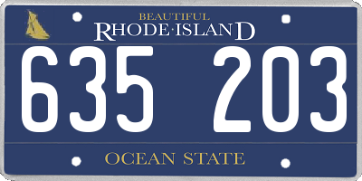 RI license plate 635203