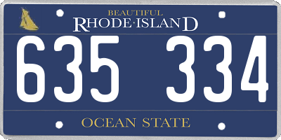 RI license plate 635334
