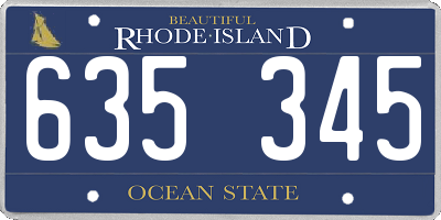 RI license plate 635345