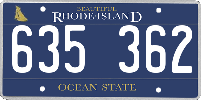 RI license plate 635362