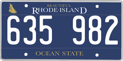 RI license plate 635982