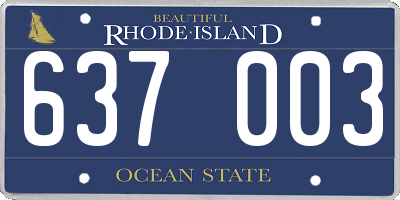 RI license plate 637003