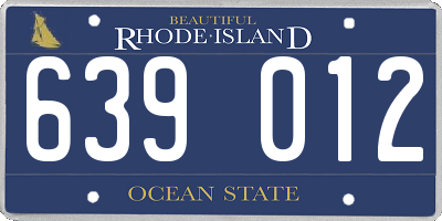 RI license plate 639012