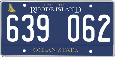 RI license plate 639062