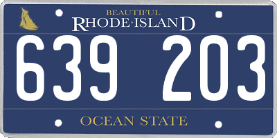 RI license plate 639203