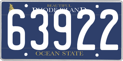 RI license plate 63922