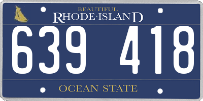 RI license plate 639418