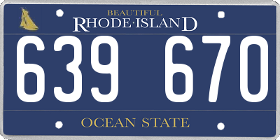 RI license plate 639670
