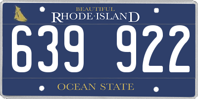 RI license plate 639922