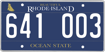 RI license plate 641003